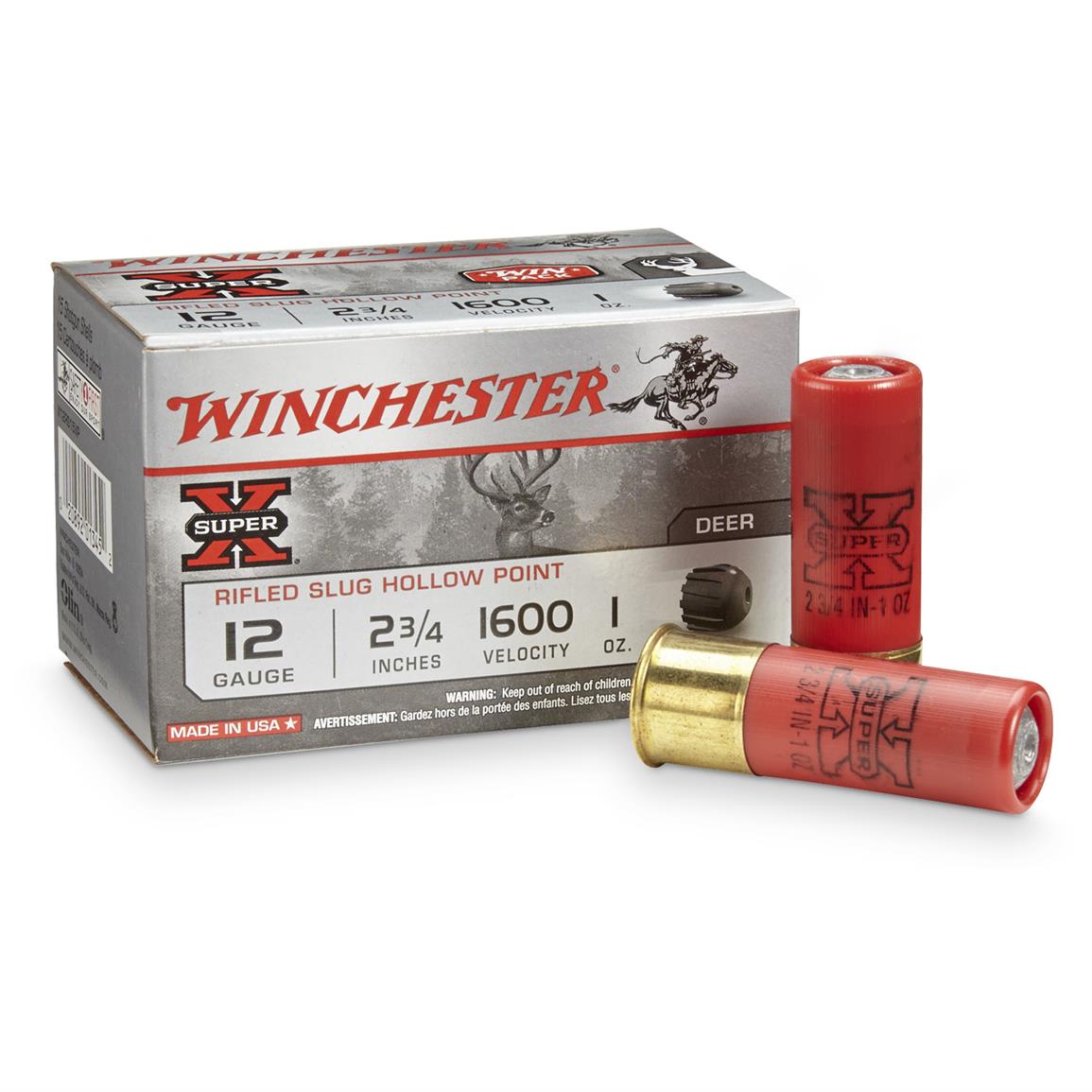 Winchester Super X, 12 Gauge, 2 3/4&quot; Shells, 1 oz. Slugs, 15 Rounds