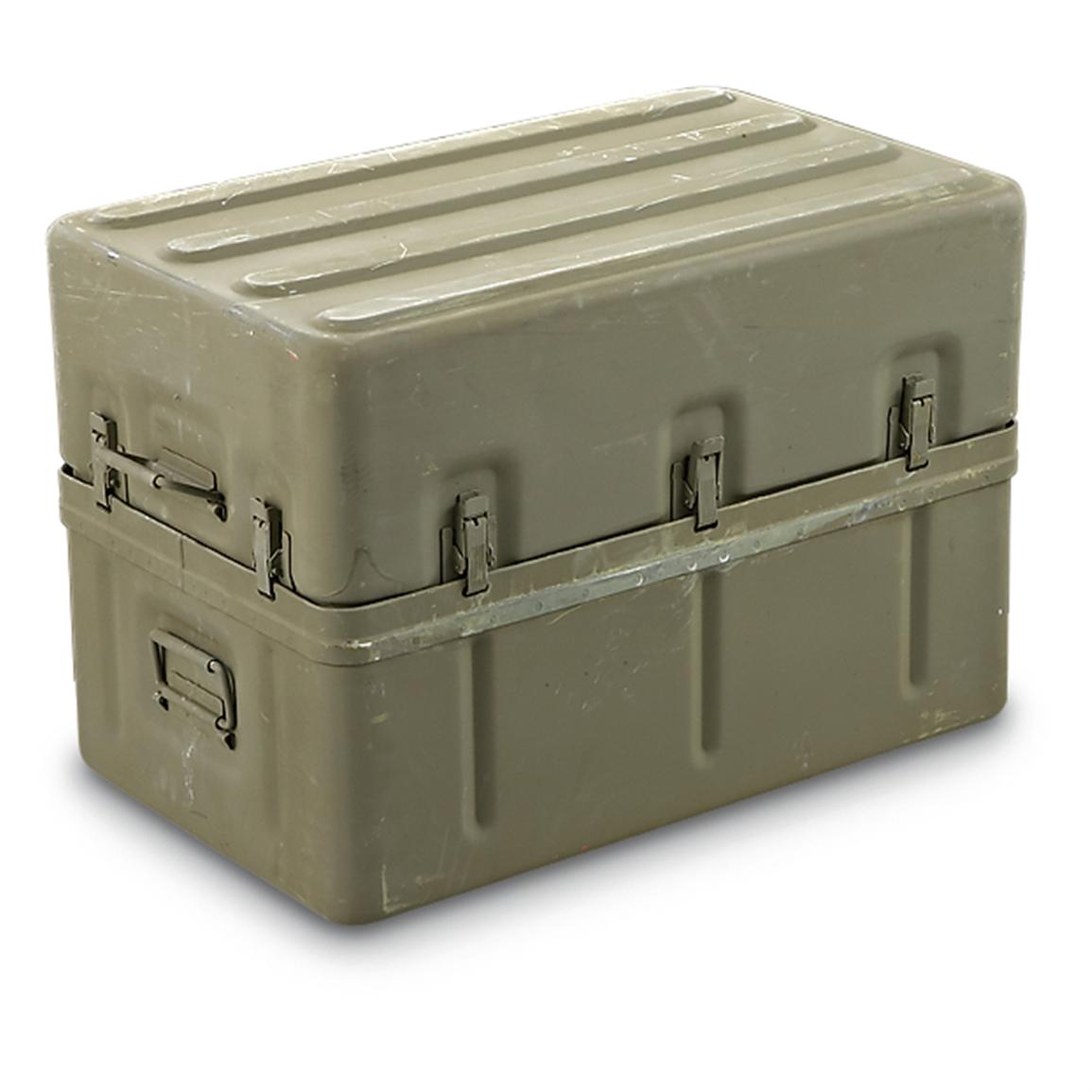 Used U.S. Military Aluminum XL Medical Storage Chest, Olive Drab