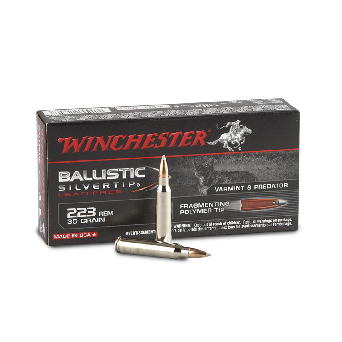 Winchester Supreme Ballistic .22-.250 Rem. 35 Grain Silver Tip Ammo, 20 ...