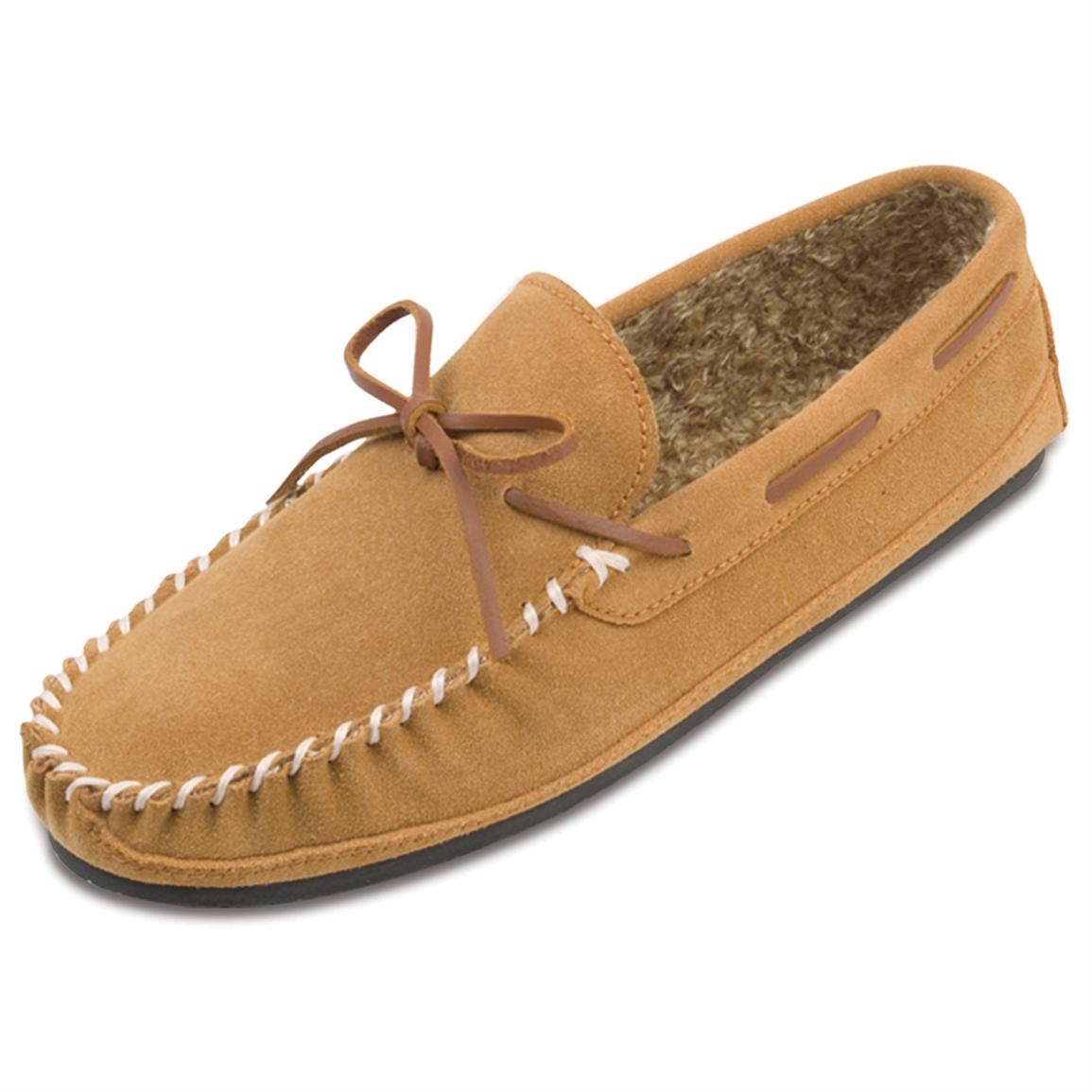 Men's Minnetonka Moccasin® Pile Lined Casey Slippers - 186447, Slippers ...