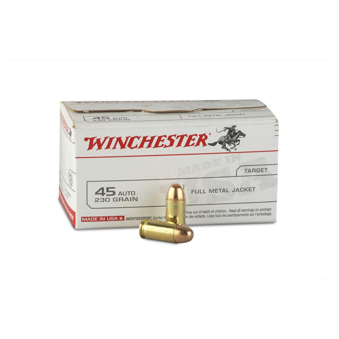 Winchester, .45 ACP, FMJ, 230 Grain, 100 Rounds