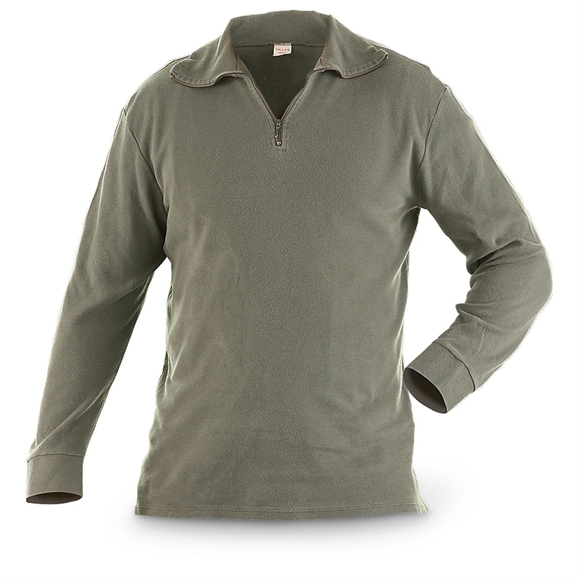 4 Used French Military Sleep Shirts, Olive Drab - 187170, Shirts at ...
