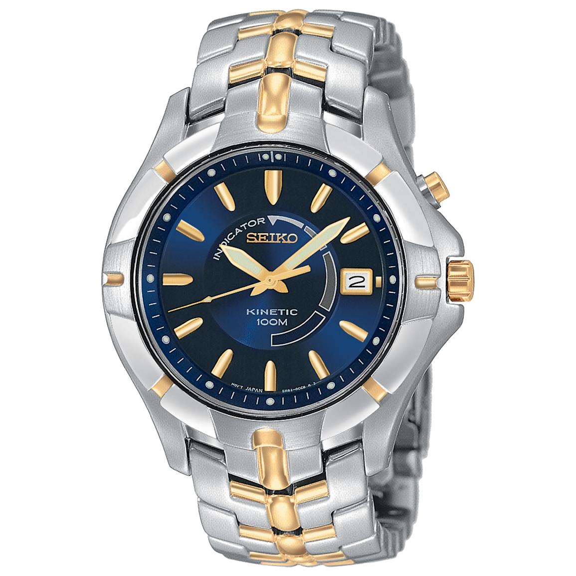Men's Seiko® Kinetic Two Tone Watch - 187689, Watches at Sportsman's Guide