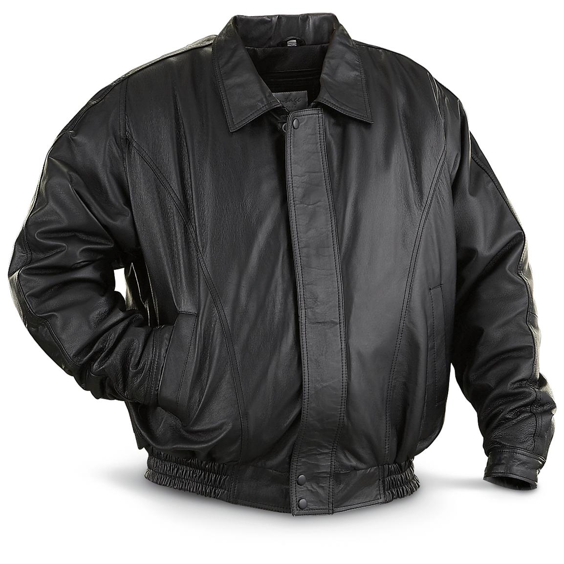 Vintage Leather Nappa Bomber Jacket, Black - 187947, Insulated Jackets & Coats at Sportsman&#39;s Guide