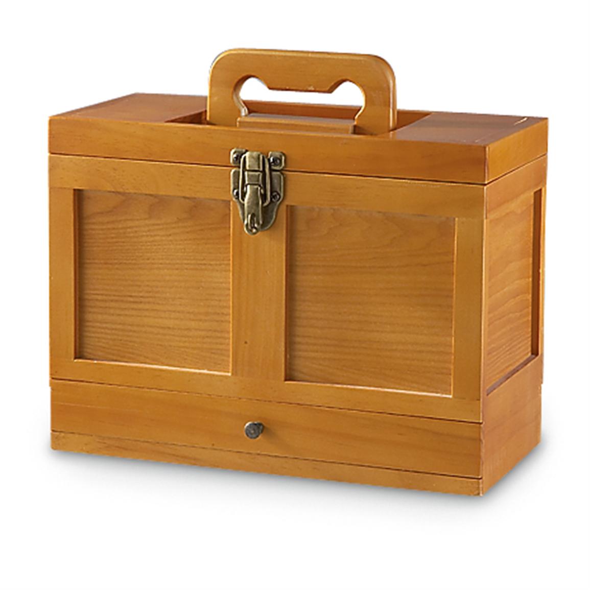 toolbox with wooden top