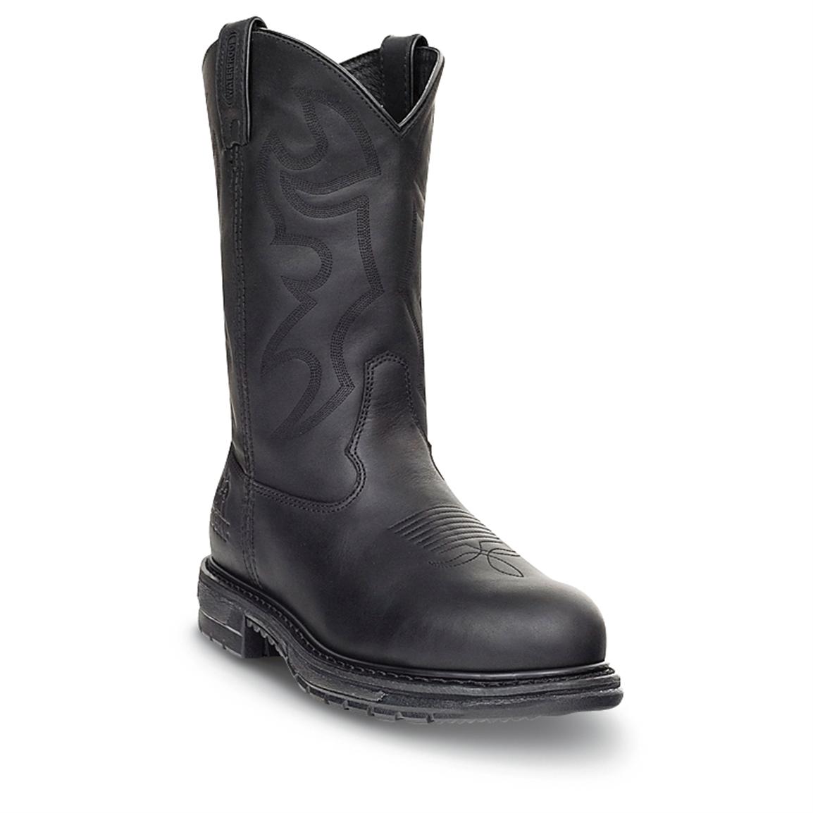 mens roper boots black
