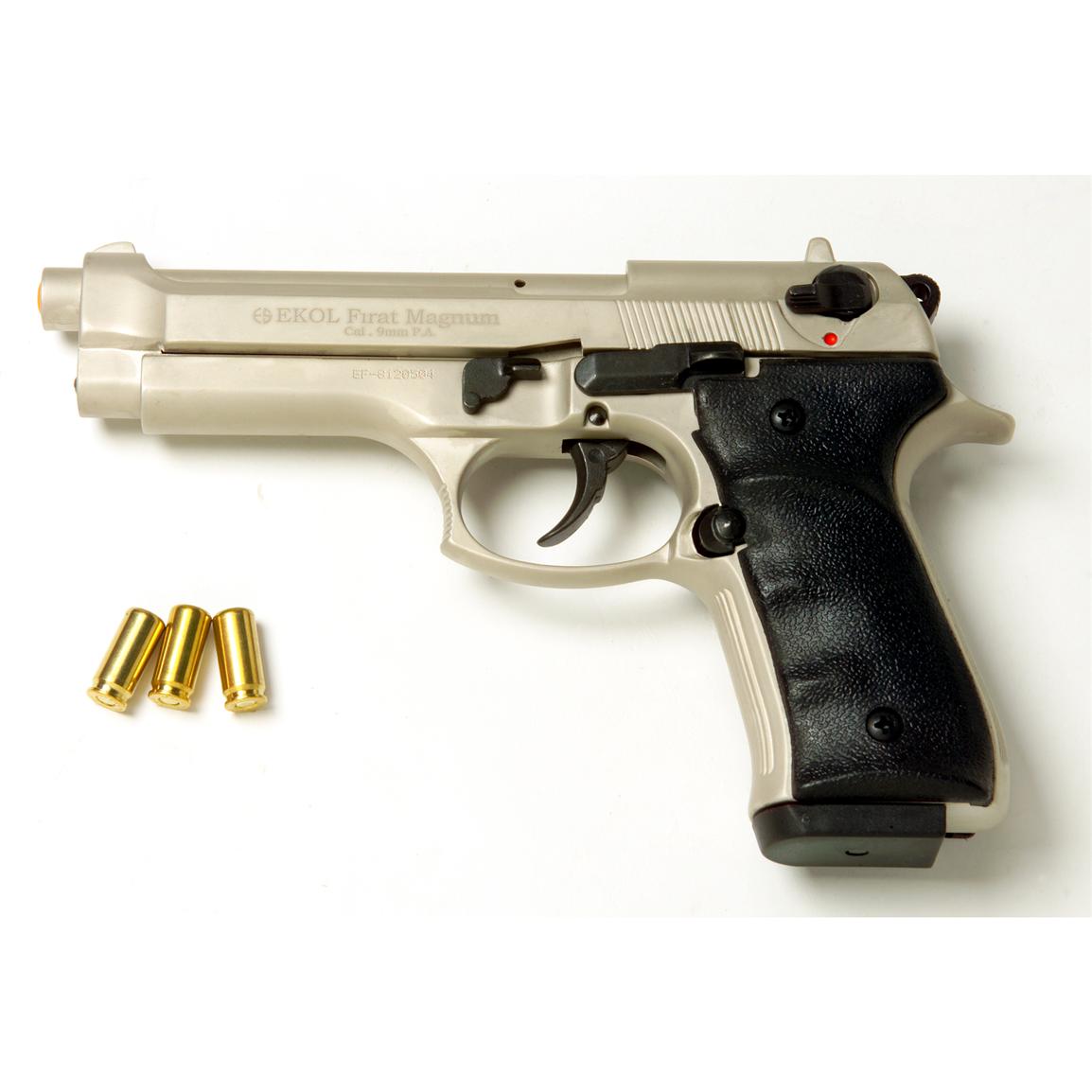 Blank - firing 9 mm Firat Magnum 92 Pistol, Satin - 188778, Blank ...