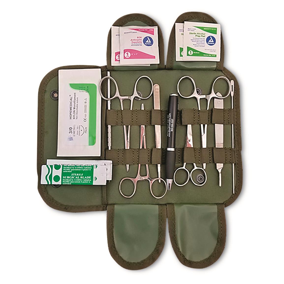 Elite Military First Aid Surgical Kit, 16 Piece, Olive Drab