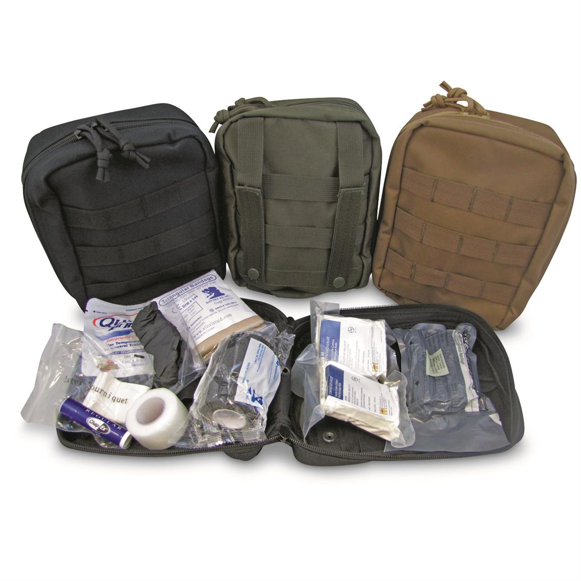 Kombat Tactical Black Military Emergency Field FIRST AID KIT Filled Pouch SMALL 