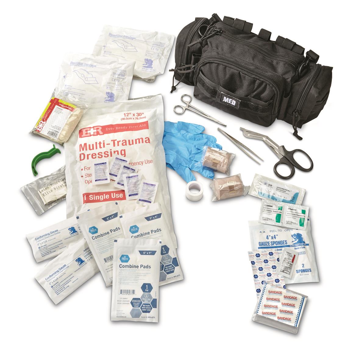 Elite First Aid Rapid Response Bag, 80 Piece, Black