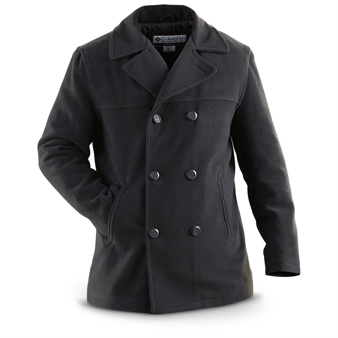 Columbia® Plush Pea Coat, Black - 189403, Insulated Jackets & Coats at ...