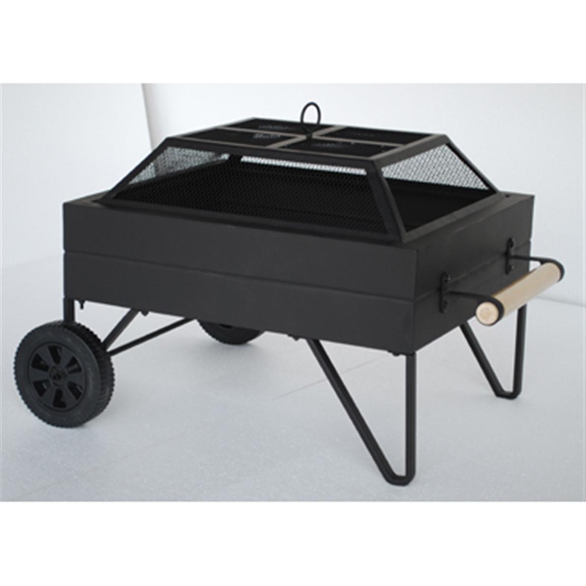 Steel Fire Pit on Wheels - 190615, Fire Pits & Patio Heaters at Sportsman's  Guide