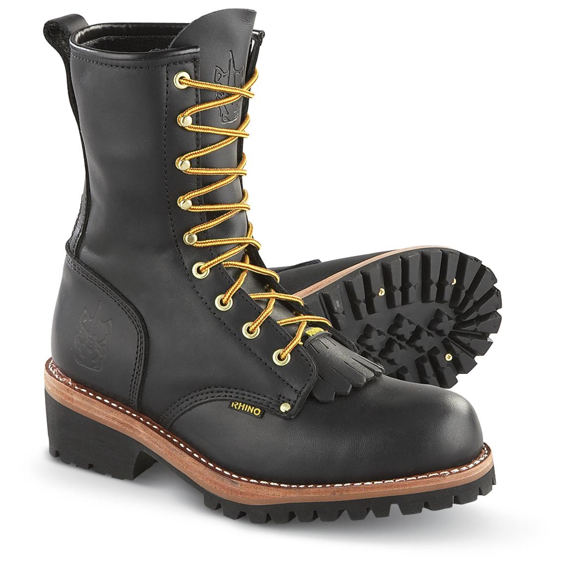 black logger boots