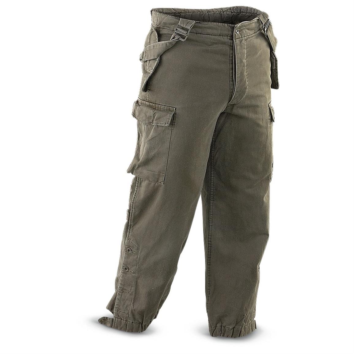 2 Used Austrian Military Surplus Pants with Suspenders, Olive Drab ...
