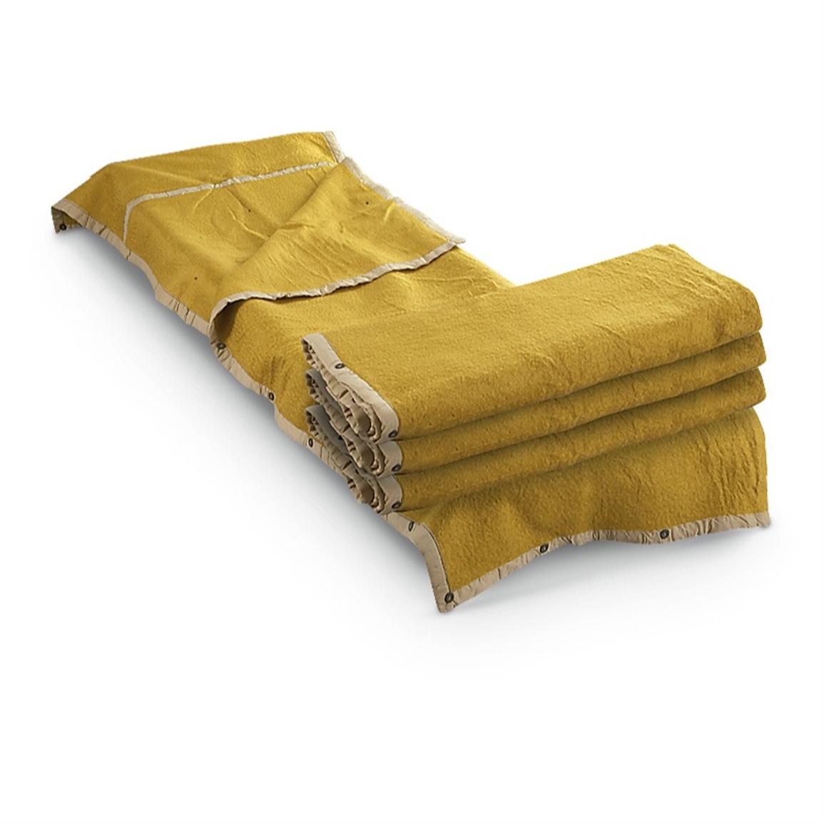 4 New Czech Military Emergency Blankets, Mustard 192570, Army Blankets at Sportsman's Guide