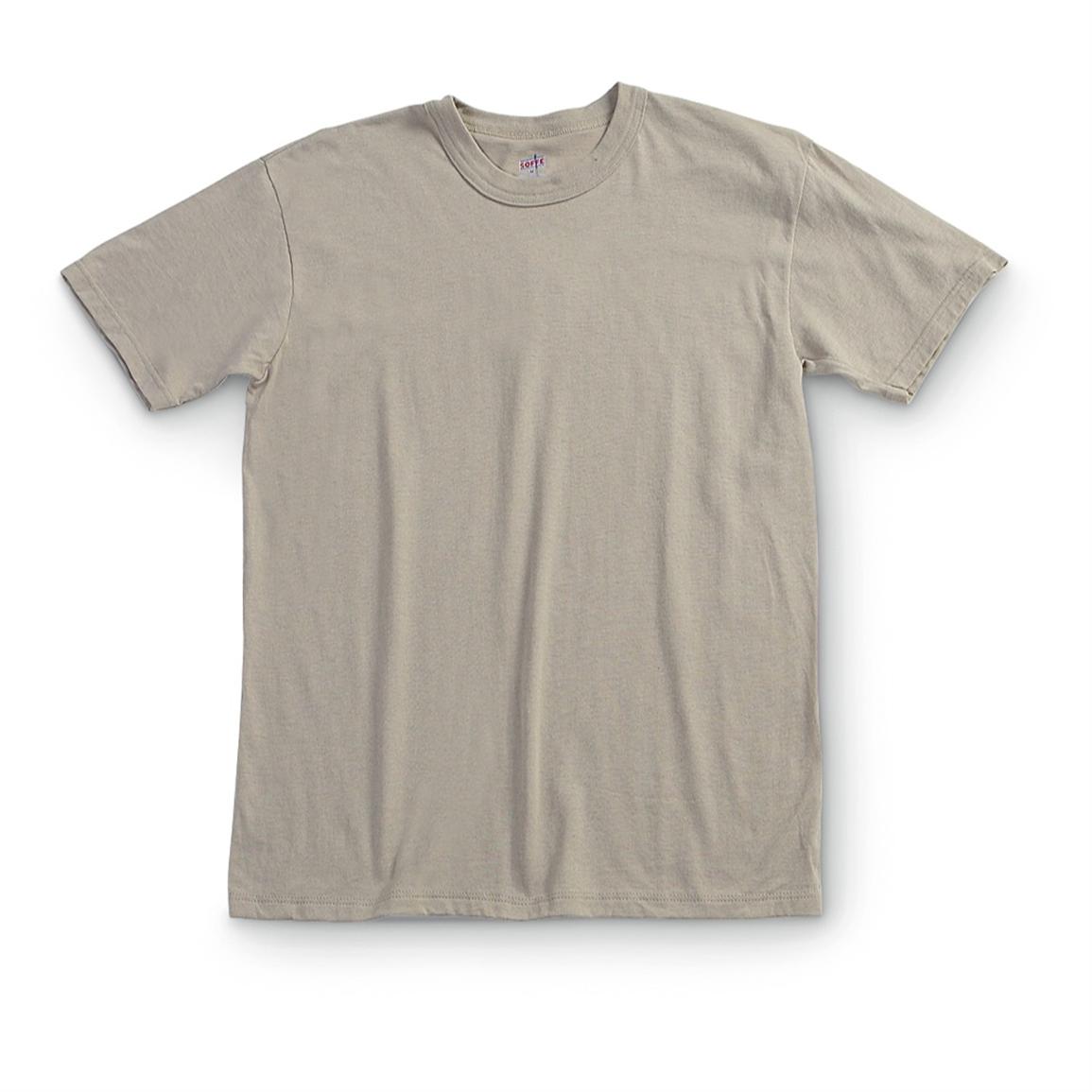 12 - Pk. of New U.S. T - shirts, Tan - 208084, Military T-Shirts at Sportsman's Guide