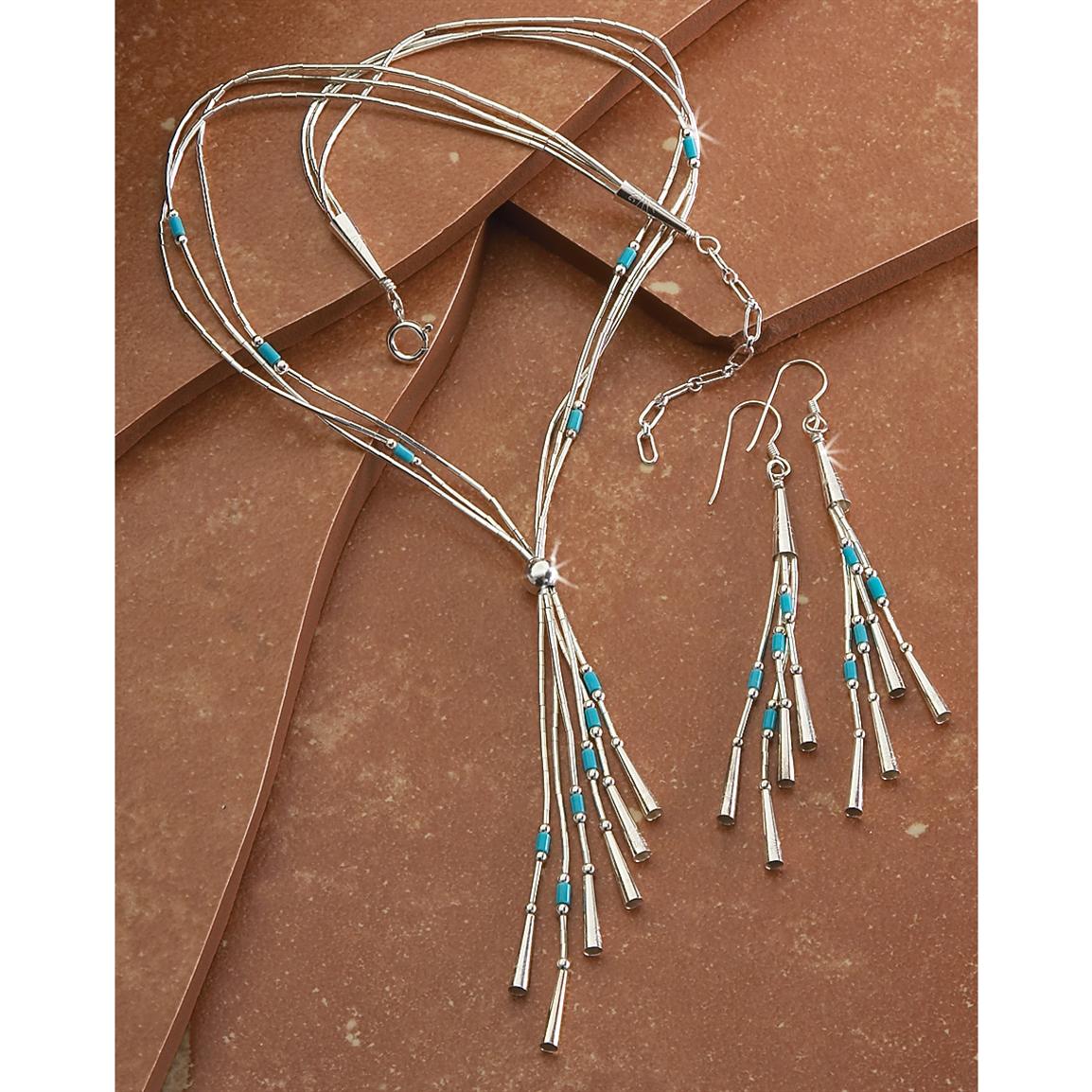 Turquoise Necklace and Earrings Jewelry 