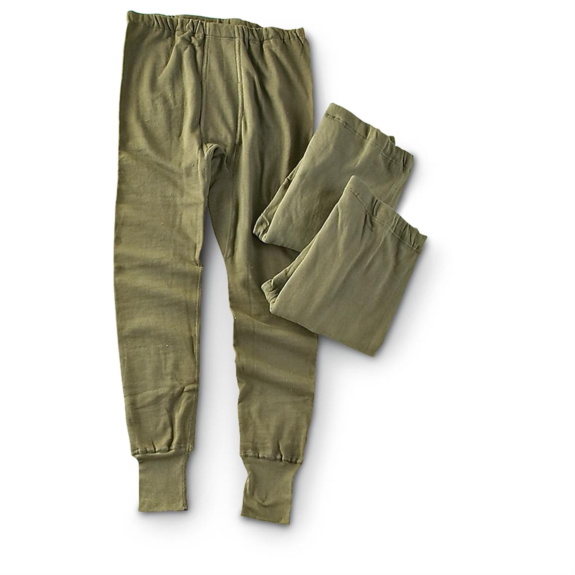 10 New German Military Long Johns, Olive Drab 194045, Military