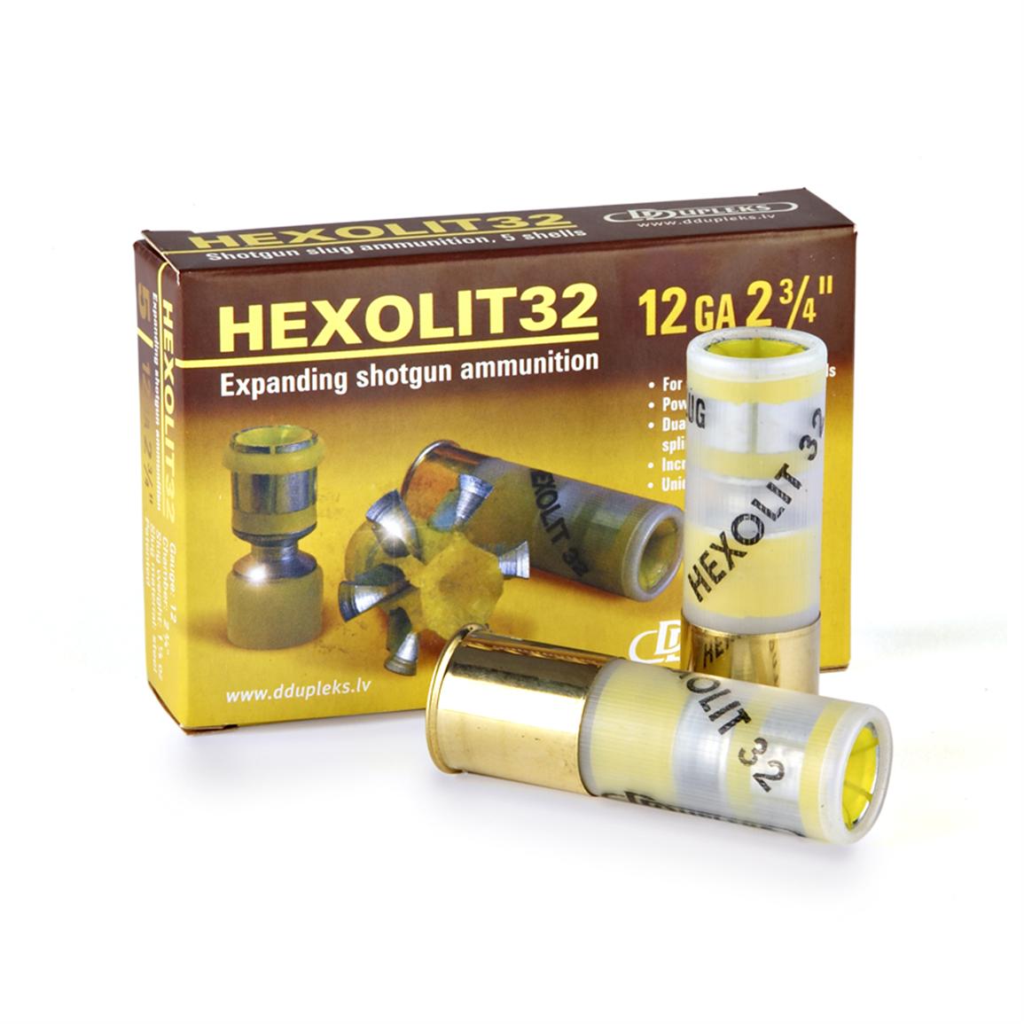 5 rounds D Dupleks® Hexolit32 12 - gauge 2 3/4" Hollow Point Steel