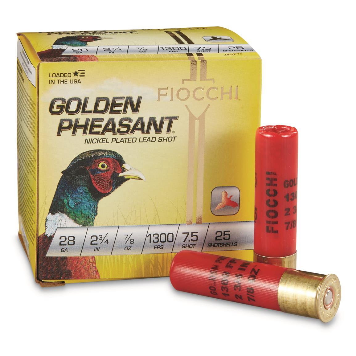 Fiocchi Golden Pheasant, 28 Gauge, 2 3/4", 7/8 oz., 25 Rounds