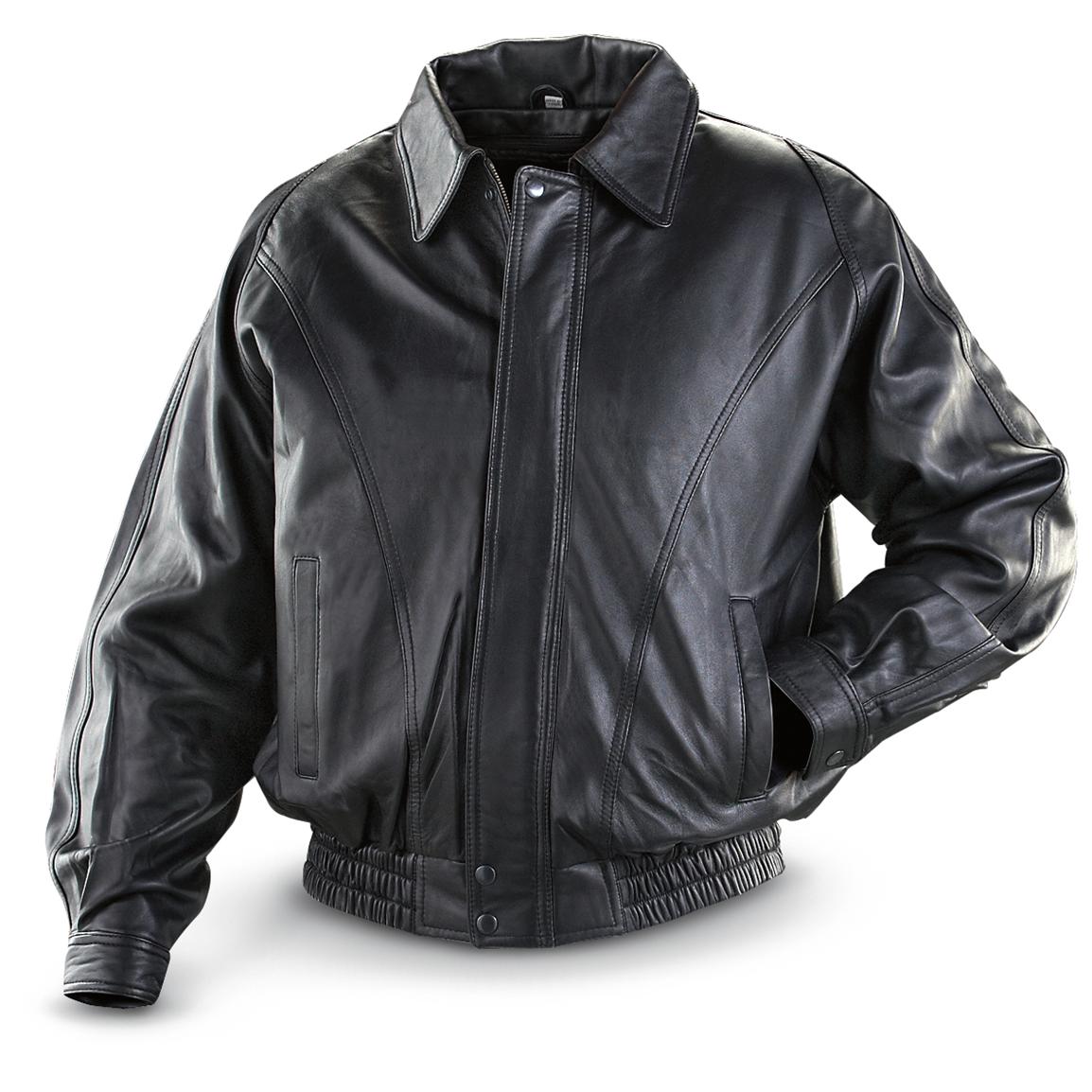 Vintage Leather™ Lamb Bomber Jacket with Zip - out Liner, Black ...