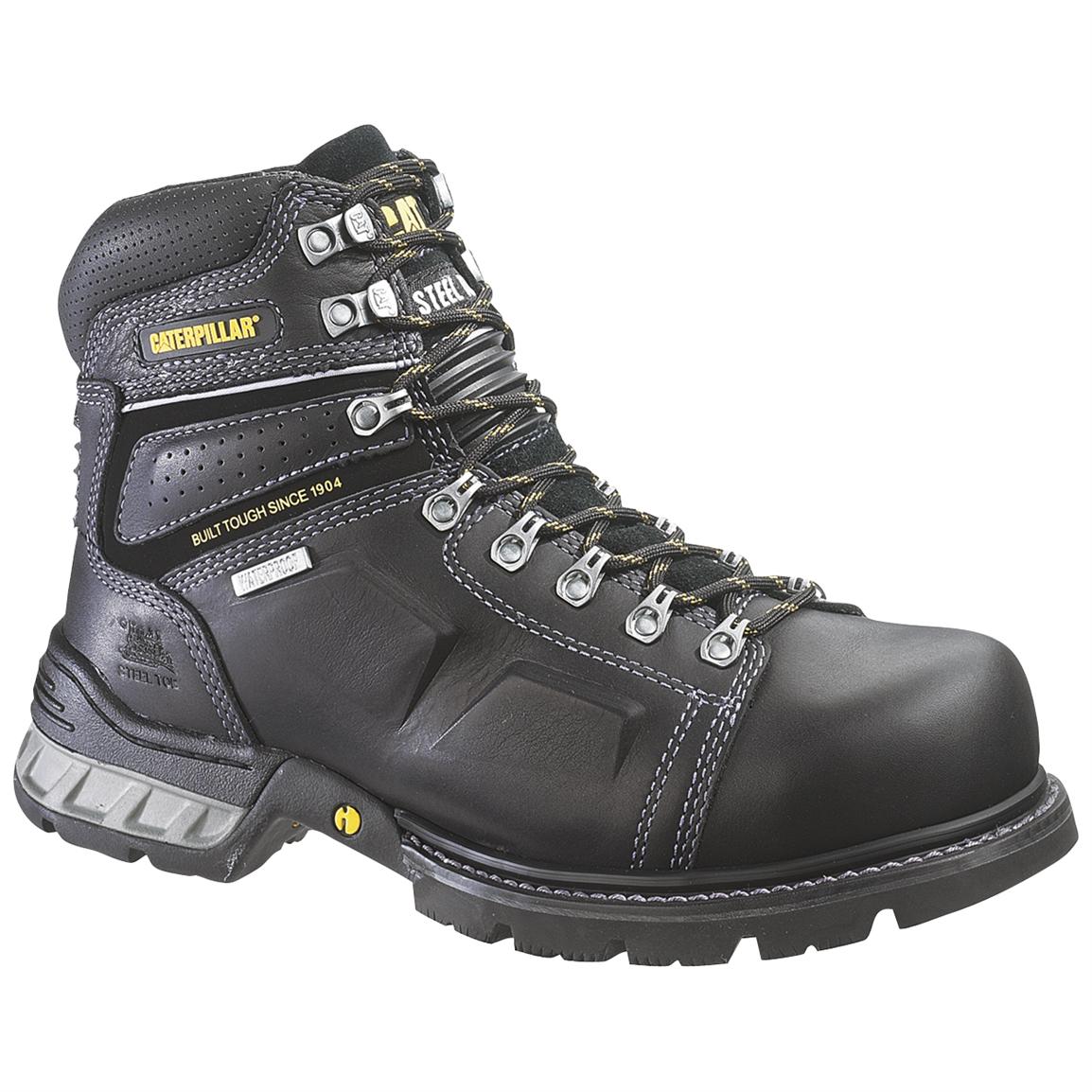 Men's CAT® Endure Waterproof Steel Toe Work Boots, Black