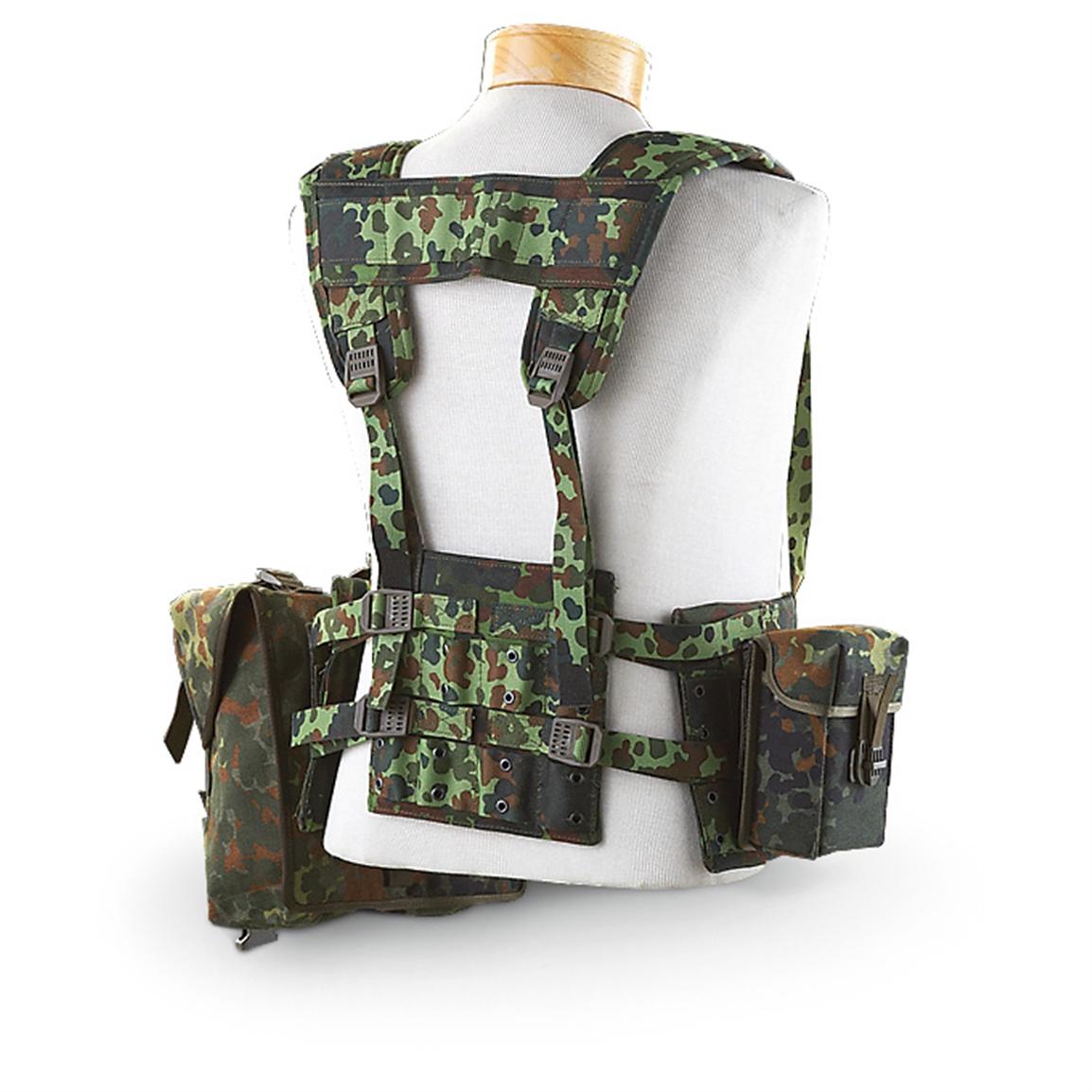 Used Belgian Military Vest / Pack / Pouch, Fleck Camo 197116, Vests at Sportsman's Guide