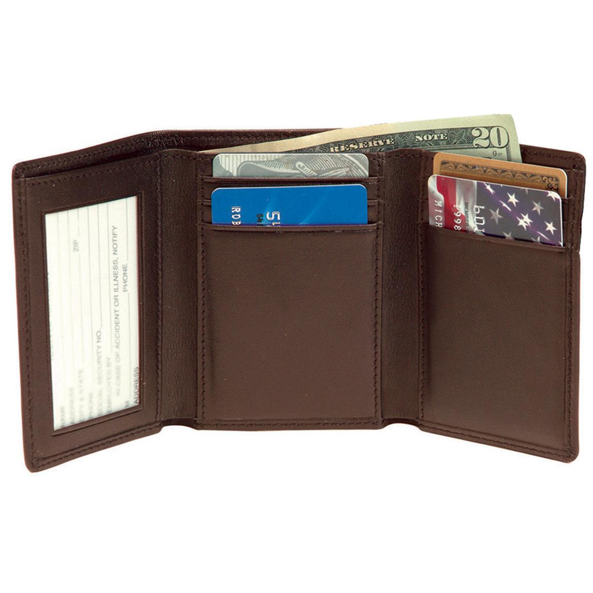 Men&#39;s Royce Leather® Tri - Fold Wallet with Double ID Window - 197386, Wallets at Sportsman&#39;s Guide