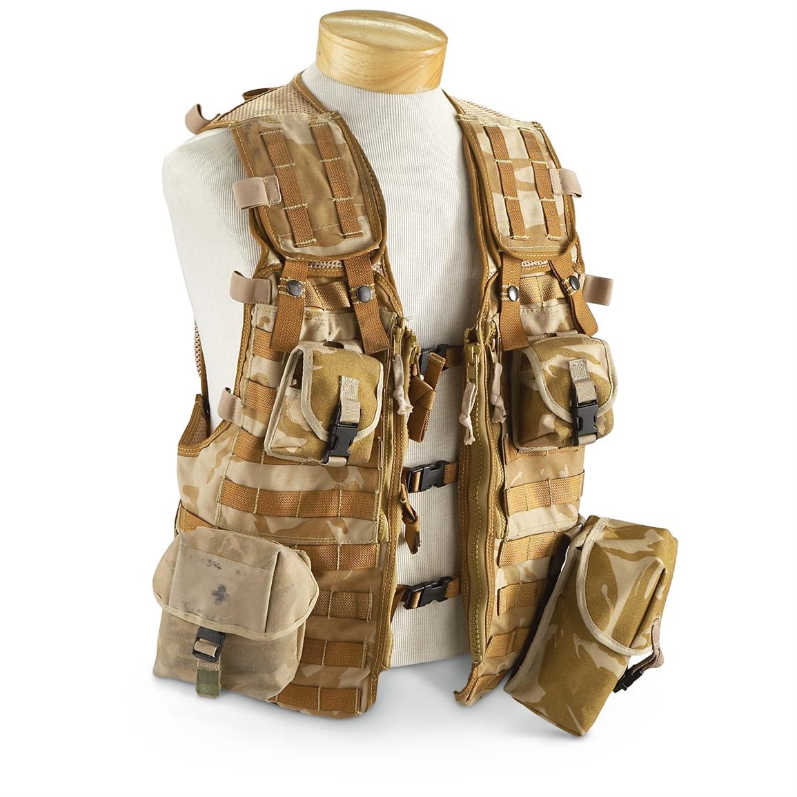 Used British Military Combat Vest with 4 Pouches, Desert Camo - 197470 ...