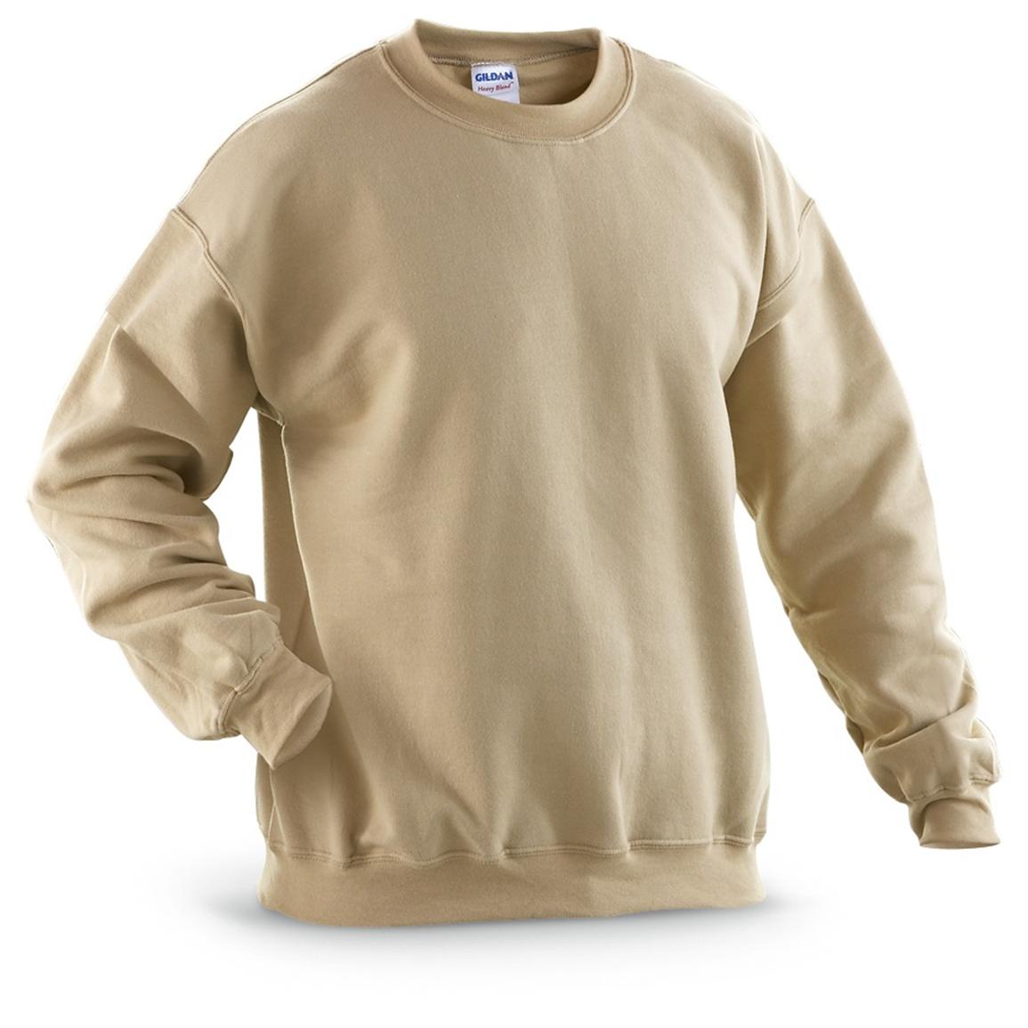 2 New U.S. Military Sweatshirts, Tan - 197504, Military Sweatshirts & Hoodies at Sportsman's Guide