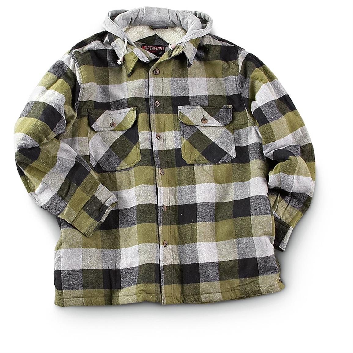 Northpoint® Fleece - lined Hooded Flannel Shirt Jacket - 200274, Fleece ...