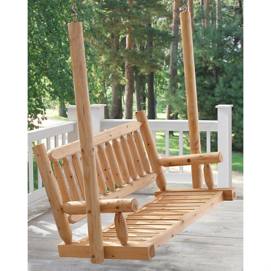 Cedar Log Porch Swing 202700 Patio Furniture At Sportsman S Guide