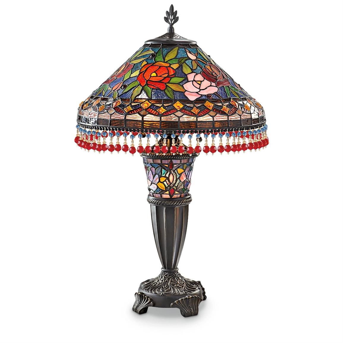 Beaded Double - lit Tiffany - style Table Lamp - 202872, Lighting at