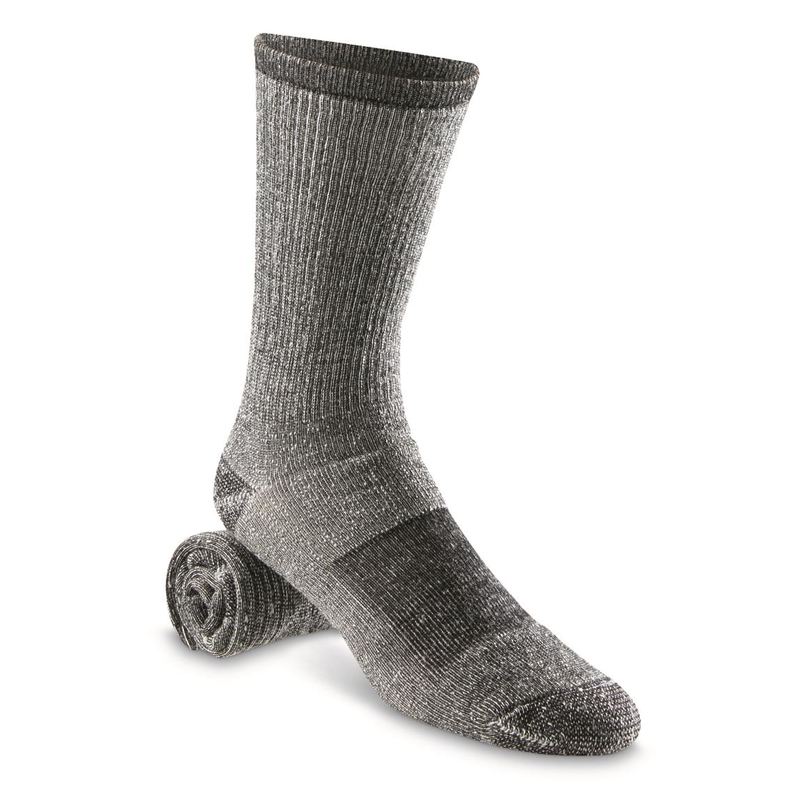 HuntRite Men's Merino Wool Blend Crew Socks, 6 Pairs, Black