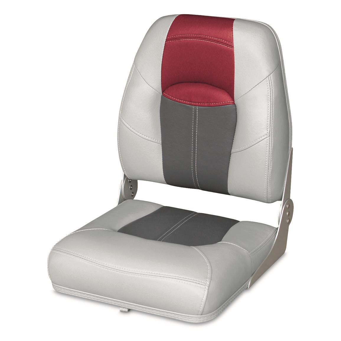 Wise Blast-Off Series High Back Folding Boat Seat, Gray/Charcoal/Red