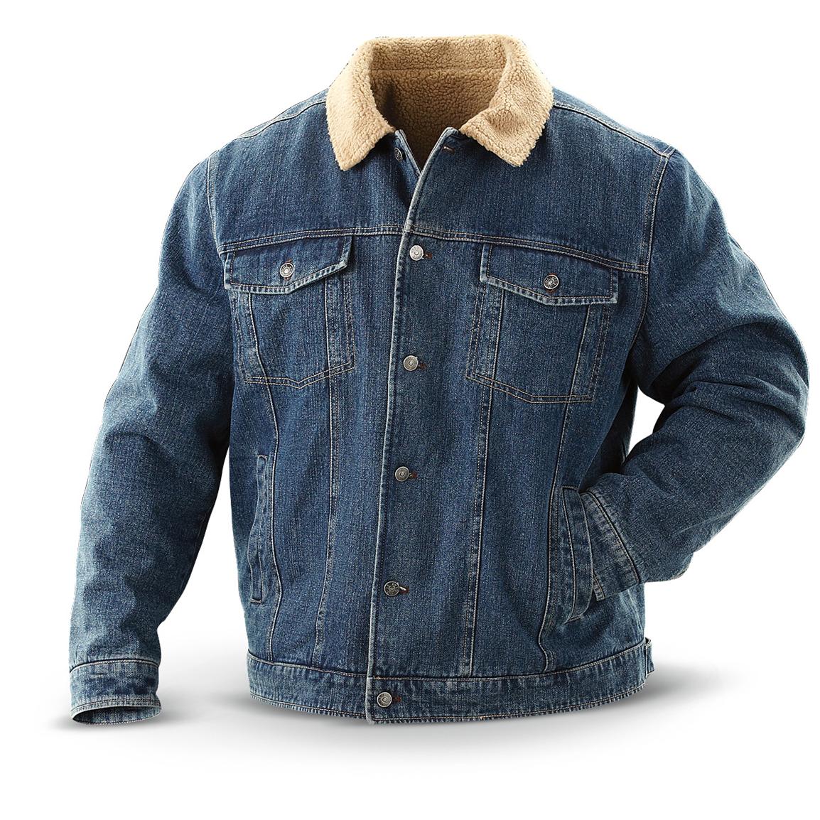 Guide Gear® Fleece - lined Denim Jacket, Stonewash - 203518, Insulated ...