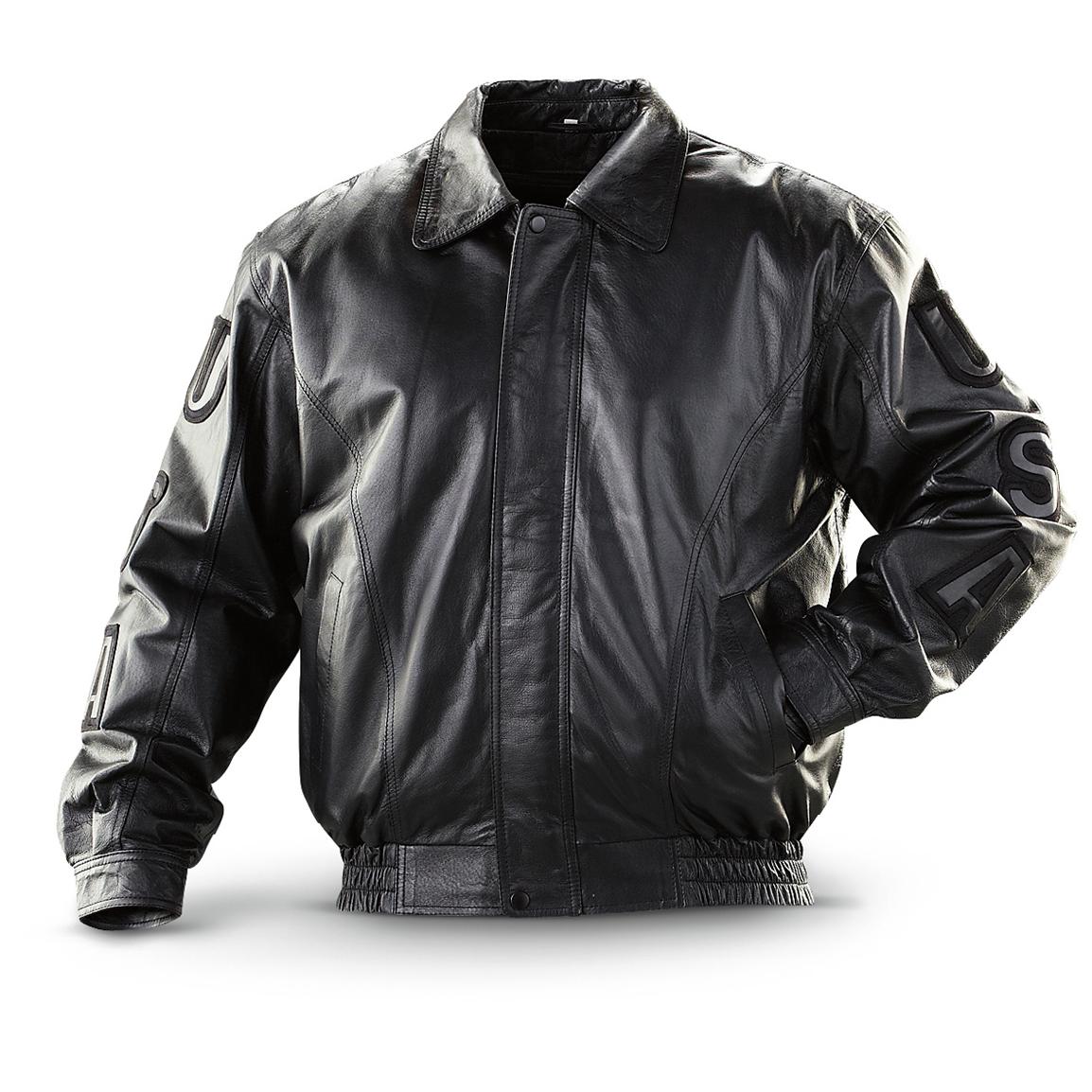 Vintage Eagle Leather Jacket, Black - 203613, Insulated Jackets & Coats ...