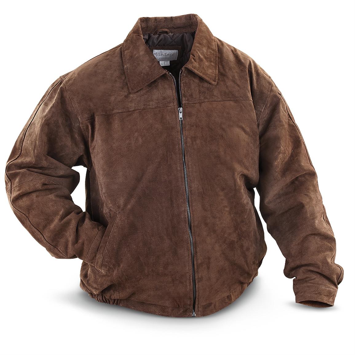 Vintage Suede Bomber Jacket - 203614, Insulated Jackets & Coats at ...