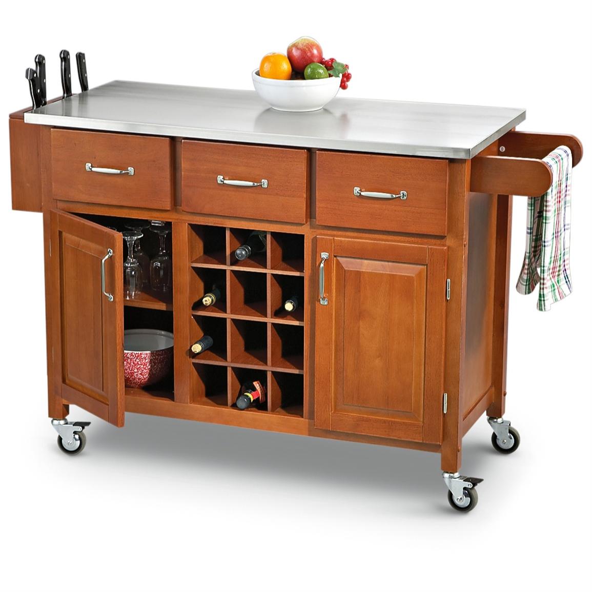 Stainless Steel - top Rolling Kitchen Cart - 203777, Kitchen & Dining Stainless Steel Kitchen Rolling Cart
