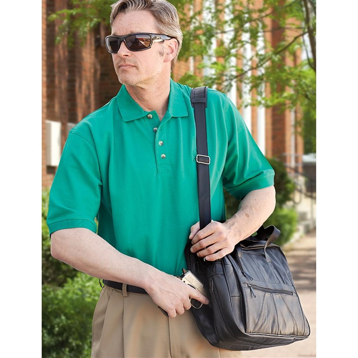 Leather Gun Concealment Briefcase, Black 203919, Briefcases & Laptop