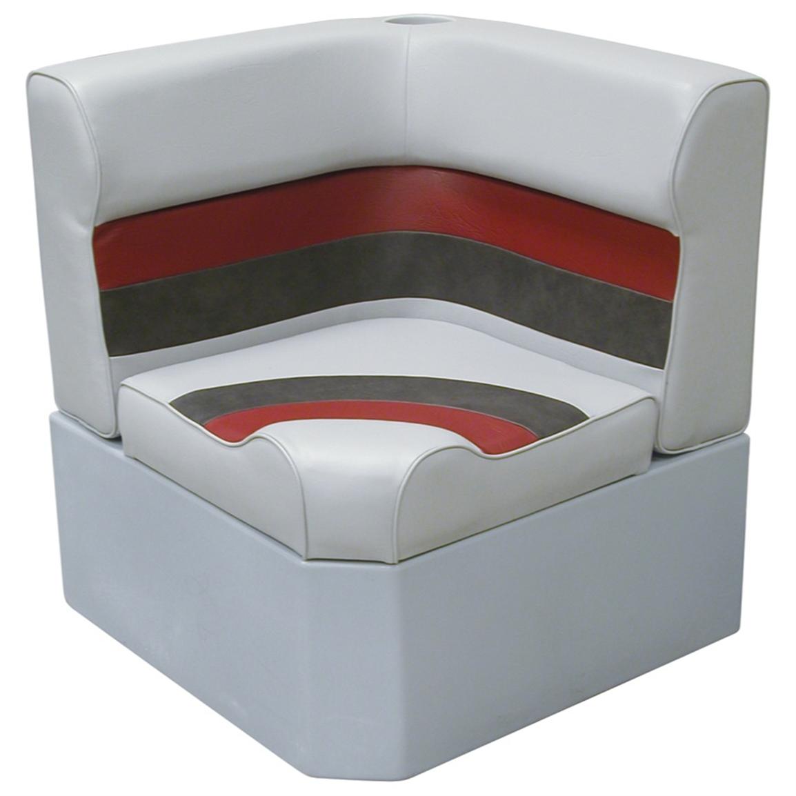 Wise® Deluxe Corner Pontoon Seat, Grey / Red / Charcoal