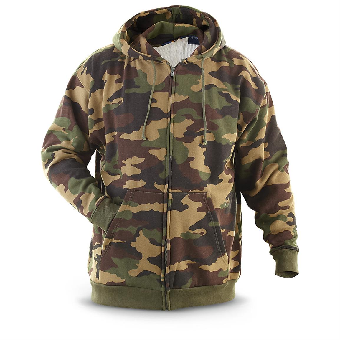 Military-style Hooded Zip Sweatshirt - 204929, Military Sweatshirts