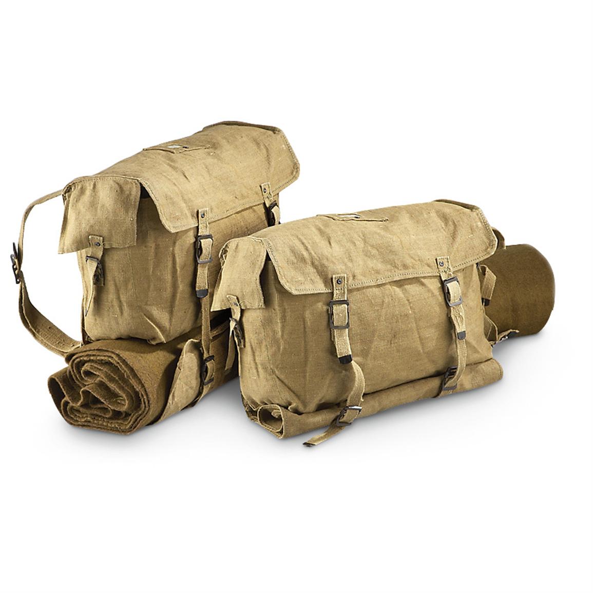 2 Used Italian Military Linen Gear Bags, Olive Drab 206119, Military