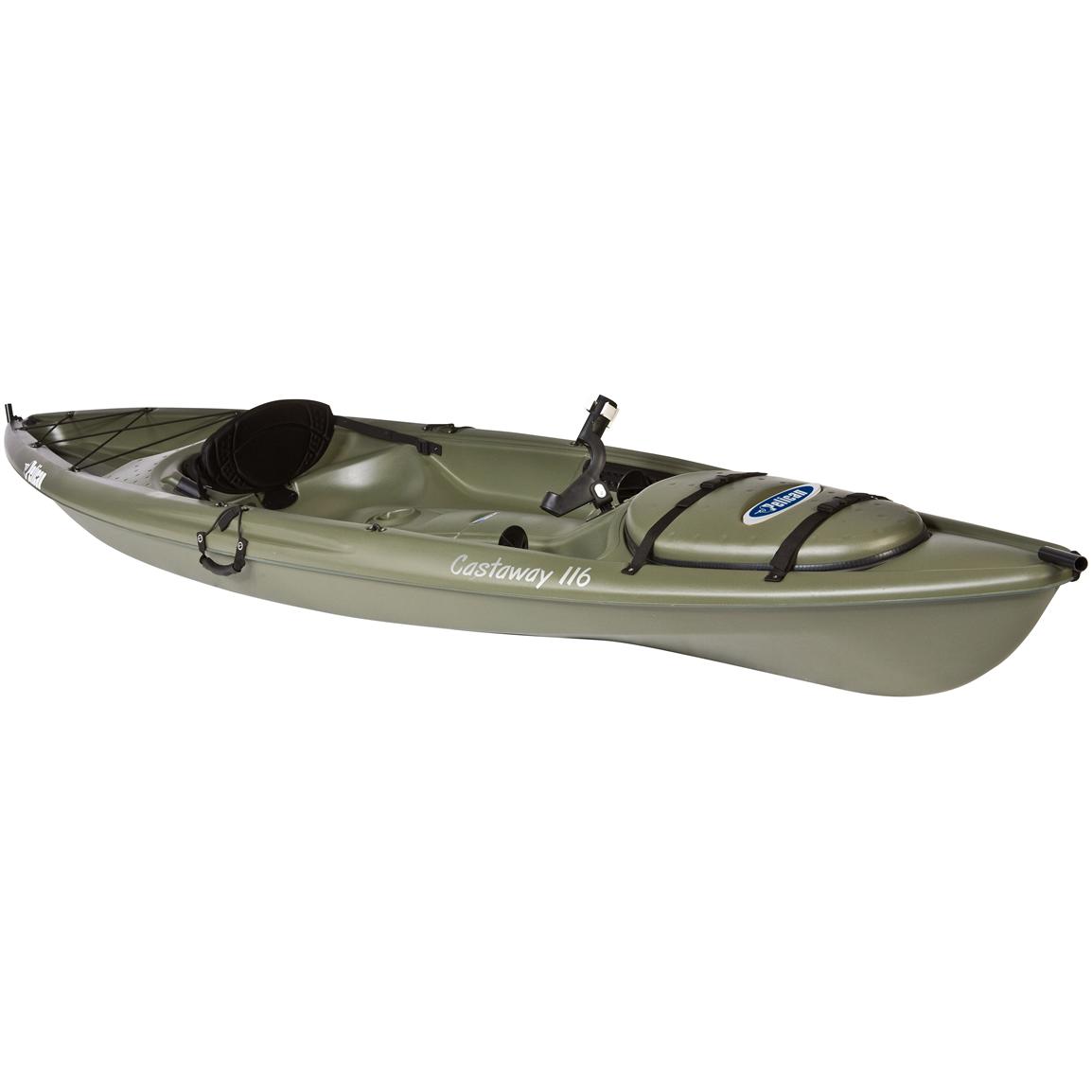 Pelicanâ„¢ Castaway 116 Kayak, Khaki - 206253, Canoes 