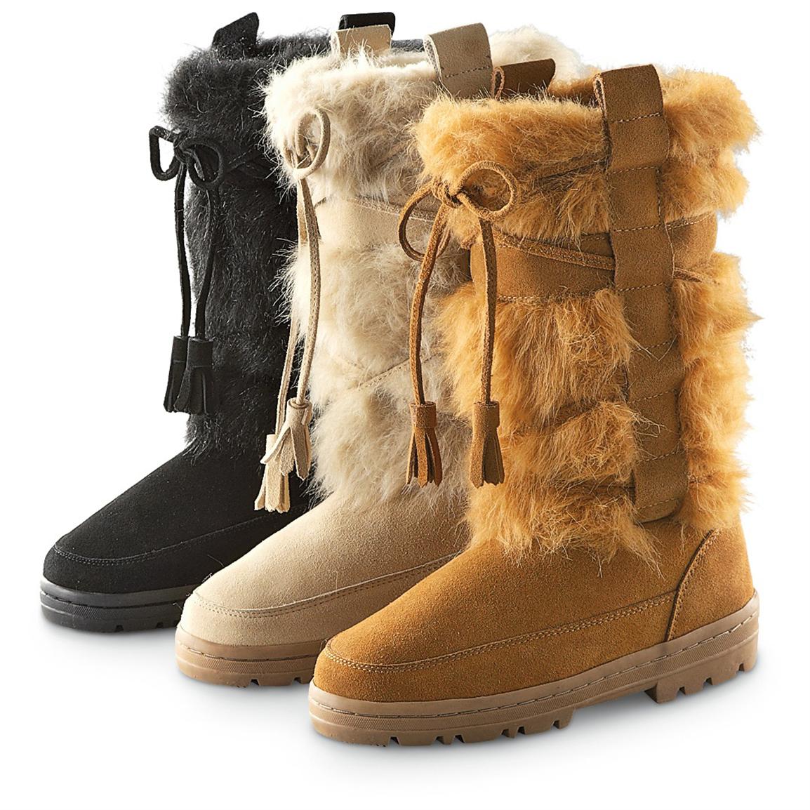 Women's Guide Gear® Jenny Imitation Fur Boots - 208348, Slippers ...