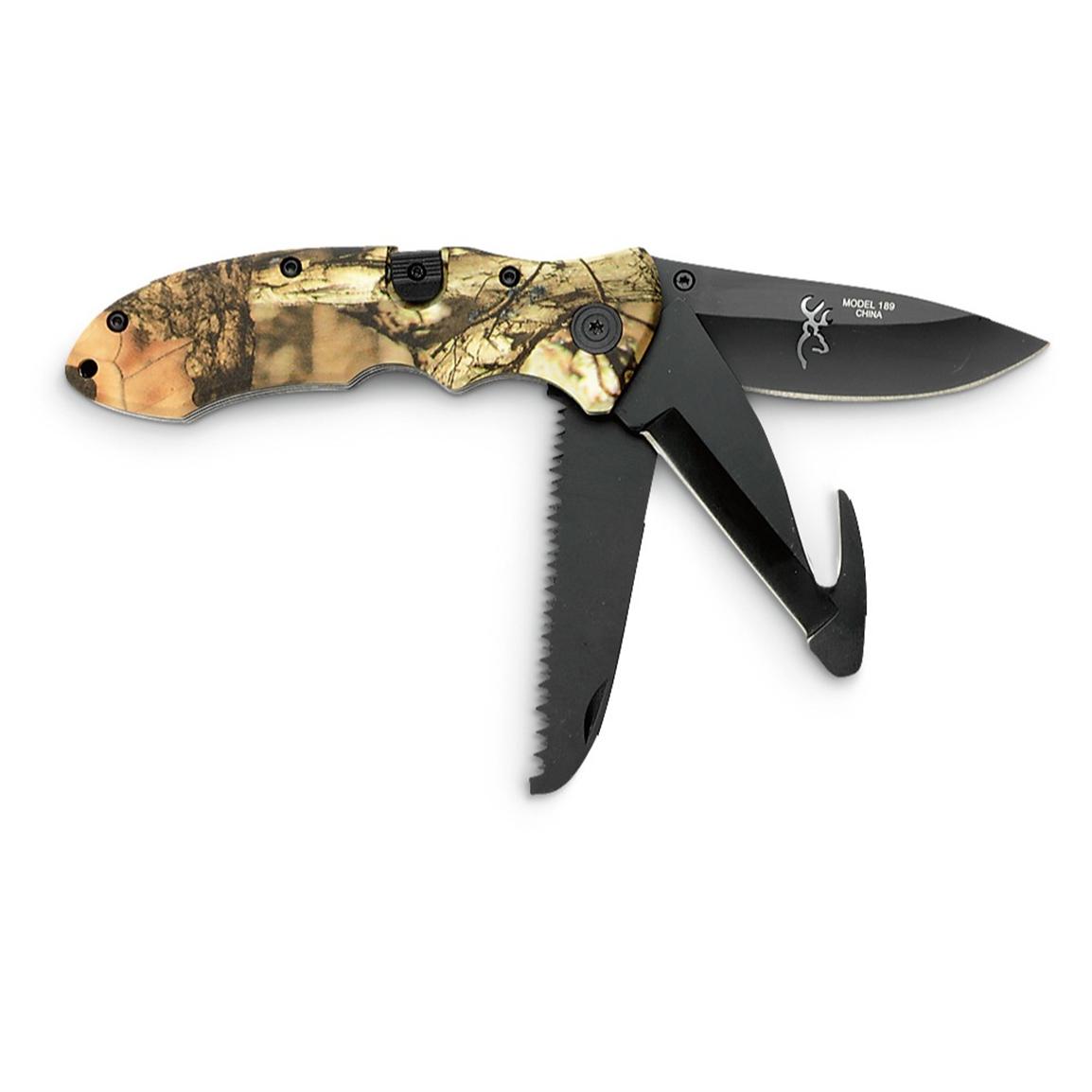 Browning® 3 blade Hunting Knife, Mossy Oak® Infinity 208471