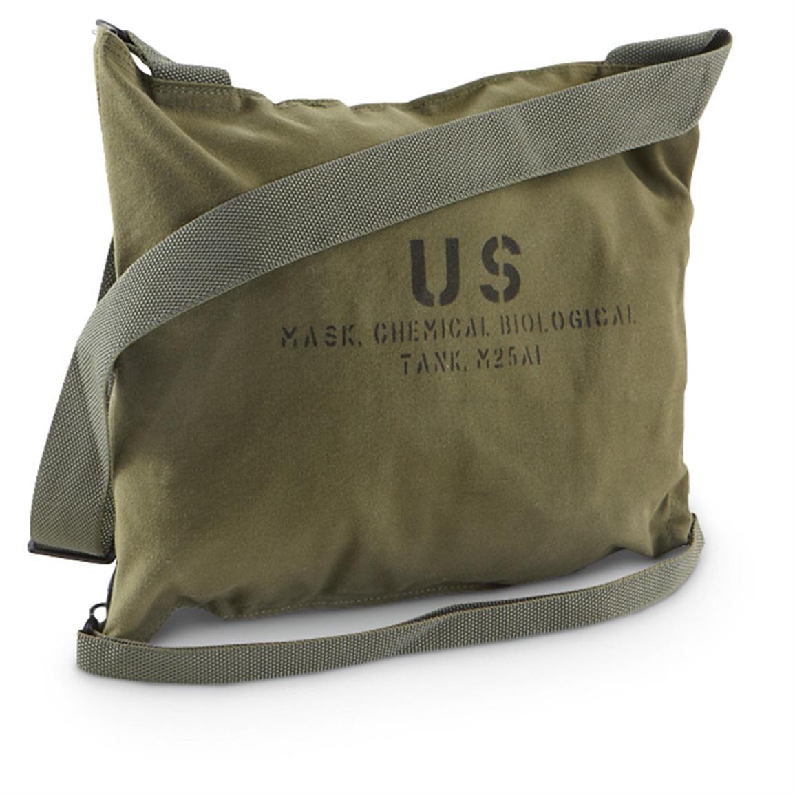 4 New U.S. Military M25A1 Gas Mask Bags, Olive Drab 208757, Military