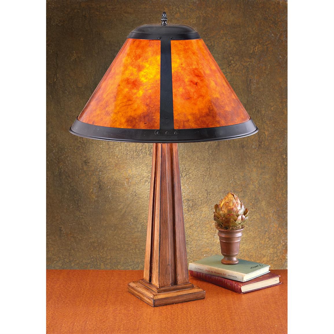 Mica Mission Style Table Lamp, Amber Mica Table Lamp Mission And Vision