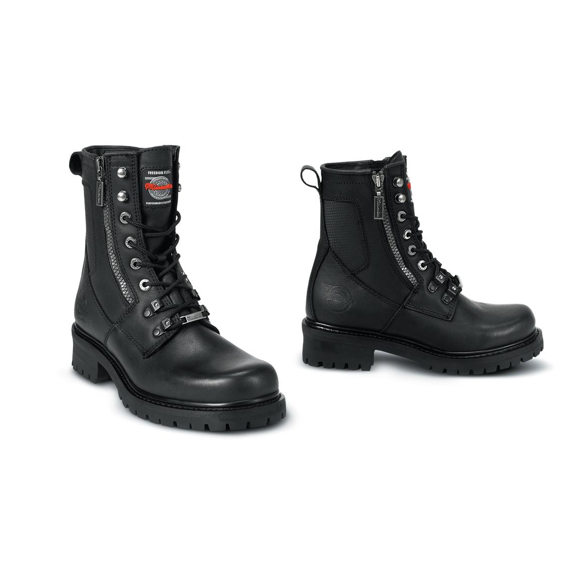  Women s Milwaukee Motorcycle Trooper Boots Black - 20926 