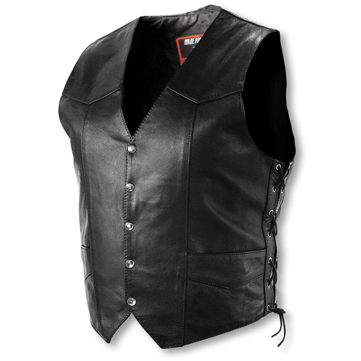 Men's Tall Interstate Leather Basic Side Lace Vest, Black - 20943 ...
